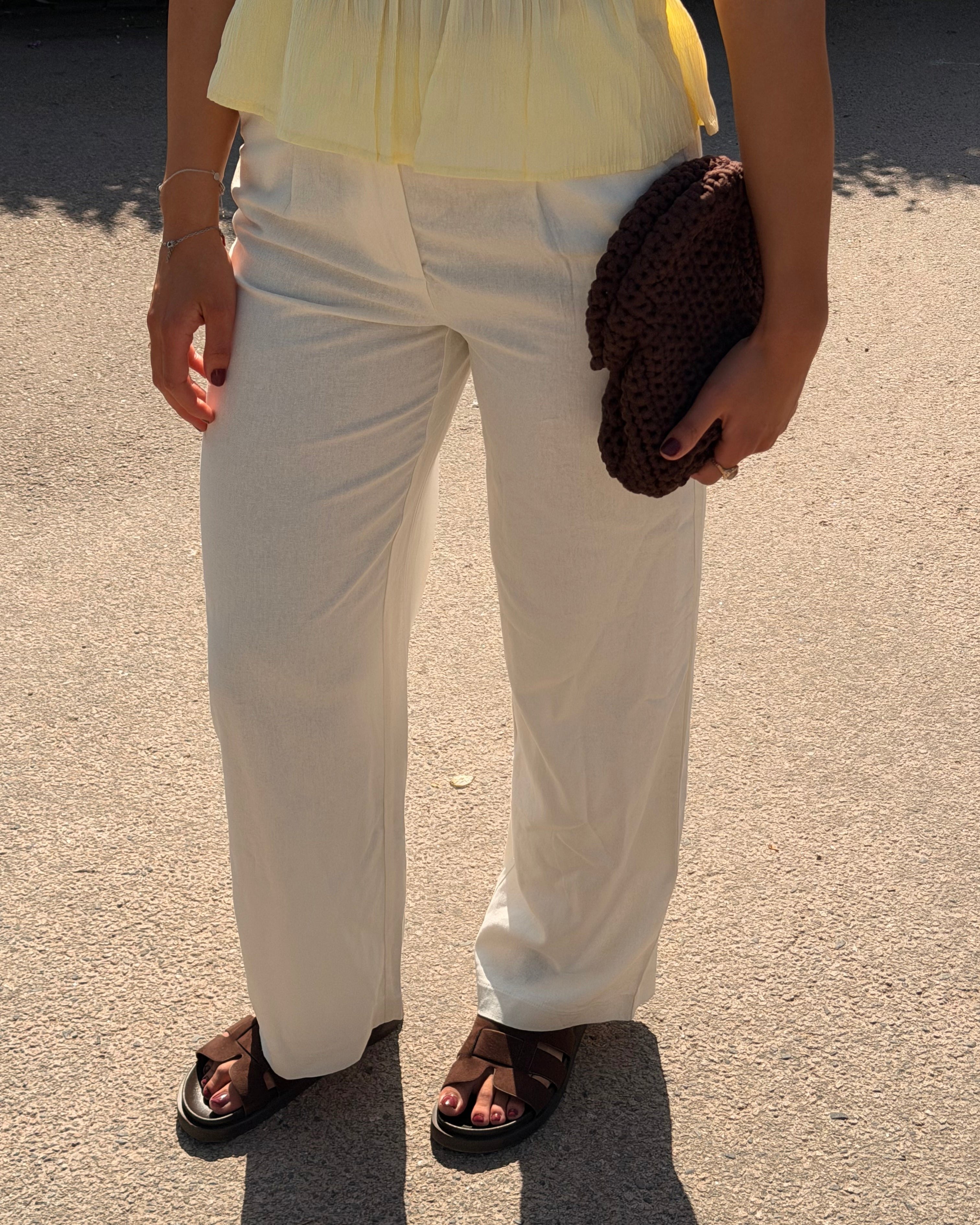 PCAWACE Tailored Trousers - Cloud Dancer